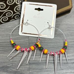 Colorful Silver Tone Spikes Earrings